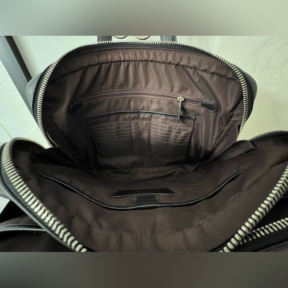 Coach Kennedy Double Zip Brief Briefcase Computer Bag Pebbled Black Leather - Picture 15 of 16